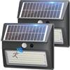 Giliwosy Luce Solare LED Esterno, 2000mAh Luci LED Esterno Giardino Solare 130LED/3 Modos Faretto da Esterno con Sensore di Movimento IP65 Solari Lampada per Giardino, Parete, Garage (2 Pezzi)
