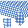 yayafunfun 2 tovaglie a quadretti blu e bianche per feste, 137 x 274 cm, in plastica, facili da pulire, in PVC, rettangolari, impermeabili, per compleanni, picnic, auto da corsa, feste