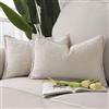Madizz 2 Pezzi Copri Cuscini in Velluto Chenille con Bordo Decorativo Neutri Morbido Copricuscini Fodere per Cuscino Lusso Stile Arredi per Casa Divano Beige chiaro 30x50 cm