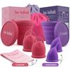 cachuera Coppa mestruale BE INFINIT un modello per ogni stile-le tue giornate rilassate-i tuoi giorni di esigenza, ideale atleti-2 bicchieri+bicchiere sterilizzatore+borsa portatile-2 modelli-silicone grado
