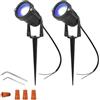 Ygapuzi 5W LED Paesaggio Luci 12V Faretti a Bassa Tensione Pareti Decorative Alberi Bandiere Illuminazione per Esterni per Vialetto, Cortile, Prato, Patio, Piscina, Giardino, Confezione da 2 (Blu)