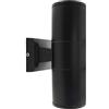 Planetitaly Applique cilindro nero esterni IP65 parete facciata doppio fascio luce balcone giardino terrazzo 2 X GU10 230V (Nero, Senza lampada)