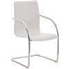 CLP - Melina, sedia per sala d'attesa a cantilever con braccioli, seduta in similpelle, con struttura in metallo Contemporaneo White