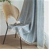 Sutuo Home Tende bohémien ricamate a righe per camera da letto, soggiorno, patio, in lino, semi-oscuranti, stile country francese, vintage, chic, con nappe, trattamento per finestre, 1 pannello, 132 x