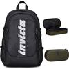 Invicta Zaino Ufficio Invict-Act Plus Fibra Ottica, Nero, Doppio Scomparto Con Tasca PC, Tasca Borraccia, Zaino Viaggio + BUSTINA R.PLUS INVICTA LOGO