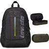Invicta Zaino Ufficio Invict-Act Plus Led, Nero, Doppio Scomparto Con Tasca PC, Tasca Borraccia, Nastri Torace e Regolazione Volume, Zaino Lavoro Scuola Viaggio + BUSTINA R.PLUS INVICTA LOGO