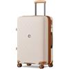 KONO Valigia Grande in PP Rigida 76 cm - Trolley 23 kg Leggero Espandibile con Ruote 360° TPE, Portabicchieri e Serratura TSA (28, Beige/marrone)