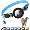 Dgerp Collare Gatto Airtag, Collare Gatto con Custodia per Air Tag(Blu) | Fibbia Antistrozzo a Sgancio Rapido,Collare Riflettente,Campanellino,Adatto a Gatti di Tutte Le Taglie,GPS AirTag Non Incluso