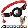 Dgerp Collare Gatto Airtag, Collare Gatto con Custodia per Air Tag(Rosso) | Fibbia Antistrozzo a Sgancio Rapido,Collare Riflettente,Campanellino,Adatto a Gatti di Tutte Le Taglie,GPS AirTag Non Incluso