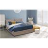Dmora Talamo Italia - Letto alla francese Fatima, Letto contenitore in ecopelle, Apertura frontale, materasso Cm 140x200 incluso, 100% Made in Italy, Tortora