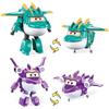 Super Wings Dinosauri 2PCS Tino & Sally, 12,7 cm Giocattolo aereo, action figure 2 in 1 per bambini in età prescolare, giocattolo per bambine e bambini dai 3 anni in su, verde e viola