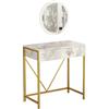 Rebecca Mobili Tavolo Consolle con Specchio, Scrivania da Ingresso, Bianco Marmo Dorato, Truciolato Ferro Vetro, con Cassetto, Stile Classico - Misure HxLxP: 72 x 75 x 40 cm - Art. RE7218