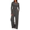 Rayson Tuta da Donna Curvy 2 Pezzi Completo Sportivo Manica Lunga Set Maglia e Pantaloni con Tasche e Coulisse Invernale Felpa Donna per Casa Fitness(Grigio scuro, XL)