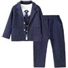 Lito Angels Completo Elegante Bambino Abito da Gentleman Cerimonia Striscia Vestito da Paggetto Taglia 3 Anni, Marina