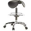 HJH Office 665070 Sgabello da lavoro TOP WORK 13 nero, senza braccioli, senza schienale, robusto, con poggiapiedi, regolabile in altezza, sedia da lavoro, base cromata, ergonomica, facile da pulire