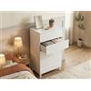 Dmora Cassettiera Roseville 40x61x117h cm Bianco 5 Cassetti Apertura Scorrevole, Chiusura Scorrevole