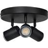 EGLO Lampada da soffitto a 3 luci, Consuma 1, faretto rotondo da soffitto per soggiorno e bagno, lampada da soffitto con 3 spot, in acciaio nero, attacco GU10, IP44