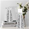 Wocred 2 candelabri in vetro lucido per candele a colonna per decorazione sala da pranzo centrotavola 20,5 cm, colore: argento