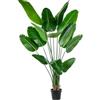DRW Pianta artificiale dell'albero del viaggiatore con 3 tronchi e 13 fogli di PVC in verde, 180 x 40 x 40 cm
