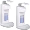 Relaxdays Dispenser di Sapone, Set da 2 Erogatori per Disinfettanti, 500 ml, con Vaschetta di Raccolta, Bianco/Grigio, Acciaio Inox