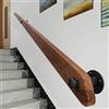 FPIGSHS Corrimano in legno, Corrimano per scale universale da esterno per interni, corrimano per scale in legno antiscivolo, kit completo, con 2 staffe fisse in ferro, contro il muro (B, 200cm)