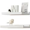 Gieanoo Set di 2 mensole galleggianti bianche, in legno di quercia massello, portaspezie, montaggio a parete, con ripiano a labbro, mensole decorative da parete per soggiorno, cucina, camera da letto,