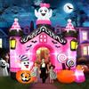 Kalolary 11FT Decorazioni Gonfiabili Halloween, Gonfiabili Halloween per Esterni Gigante Zucca Fantasma del Castello RosaArchway Decorazioni per Outdoor, Cortile, Giardino, Prato
