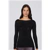 Tezenis Maglia Manica Lunga Barchetta Lana Merino Lamè E Viscosa Donna Nero