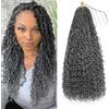 XIIMENALU Extension per capelli bohémien Faux Locs all'uncinetto, confezione da 8 confezioni da Dea Soft Locs con estremità ricce, pre-loop, per donne nere (F1B/grigio, 61 cm (confezione da 8)