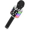 ShinePick - Microfono per Karaoke senza fili portatile, con Funzionalità Bluetooth, per bambini e adulti, compatibile con Android/IOS/PC/Smartphone, Nero