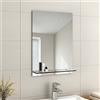 EMKE Specchio senza cornice con mensola, piccolo specchio da parete per bagno con contenitore, specchio rettangolare da trucco 50 x 70 cm