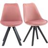 Duhome Set di 2 Sedia da sala da pranzo design retro con cuscino stil scandinavo con piedini in legno 518M, colore:rosa, materiale:velluto