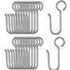 PAITOK Ganci per tende in metallo, 20 ganci per tende da doccia in acciaio inox a forma di S, ganci per binari per tende da doccia, per soffitti, bagno, porte, tende, tendaggi