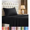 Utopia Bedding - Set di lenzuola per letto singolo, 3 pezzi, in microfibra spazzolata, resistenti al restringimento e allo scolorimento, facile manutenzione (Nero)