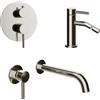 Parama Set miscelatori: lavabo ad incasso bidet senza scarico e incasso doccia c/deviatore nickel spazzolato | Bette