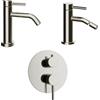 Parama Set miscelatori: lavabo bidet senza scarico e incasso doccia c/deviatore nickel spazzolato | Bette