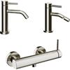 Parama Set miscelatori: lavabo bidet senza scarico ed esterno doccia nickel spazzolato | Bette