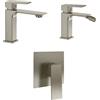 Parama Set miscelatori: lavabo bidet senza scarico e incasso doccia monocomando nickel spazzolato | Ingrid
