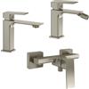 Parama Set miscelatori: lavabo bidet senza scarico ed esterno doccia nickel spazzolato | Ingrid