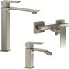 Parama Set miscelatori: lavabo alto bidet senza scarico ed esterno doccia nickel spazzolato | Ingrid