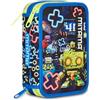 Mitama Astuccio Scuola 3 Scomparti, TRIPLO GAMING404, Contenuto 47 pz, Completo di Matite, Pennarelli, Portapenne Scuola Elementare Bambino