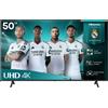 Hisense Smart TV 50 Pollici 4K Ultra HD Display LED Sistema Vidaa Dolby Vision HDR10+ Classe E colore Nero - 50A6Q
