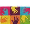 BANZAII TEXTILE INNOVATOR ONLINE Banzaii Zerbino Ingresso Casa in Fibra di Cocco 40x70 cm, Tappeto Porta con Base Antiscivolo, Resistente e Ideale per Interno ed Esterno - Mani Colorati