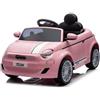 Piston Car Auto Elettrica per Bambini Fiat 500 12V Rosa Telecomando e Fari LED