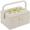 Hobby Gift Scatola Media per Cucito con Manico - Cestino Porta Cucito in Cotone con Scomparti per Strumenti e Accessori Creativi - 18,5 x 25,5 x 14,5 cm, Girasole