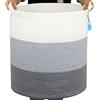 Casaphoria, Cesto portaoggetti in corda di cotone per organizzare, cesto rotondo per coperte, soggiorno, cesto portabiancheria in tessuto intrecciato con manici per bagno e camera da letto, cesto
