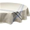 DII - Tovaglia in stile rustico con motivo a righe francesi, rotonda, 188 cm, colore: tortora/blu