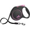 Flexi Guinzaglio per Cani in Fettuccia L 5 mt fino a 50 Kg Black Design, rosa