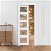 VEVOR Porta Scorrevole a Scomparsa, 765 x 2035 mm, Porta Scorrevole Singola in Vetro Satinato a 5 Livelli con Kit Ferramenta, con Superficie Impermeabile per Camera da Letto, Cucina