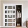 VEVOR Porta Scorrevole per Armadio, 1524 mm x 2032 mm, in Vetro Smerigliato a 5 Livelli con Kit Ferramenta, Lastra in Legno Massello e MDF con Superficie Impermeabile per Armadi Camere da Letto